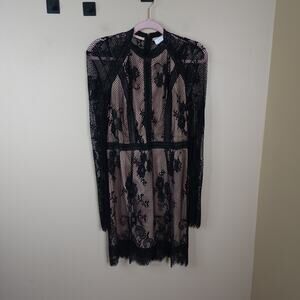 Ryse The Label Lace Overlay Bodycon Dress in Black Size L